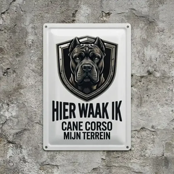 Metalen Bewakingsbord Cane Corso - Hier Waak Ik