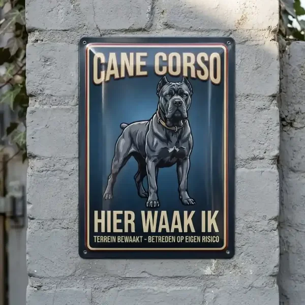 Metalen Bewakingsbord Cane Corso - Hier Waak Ik