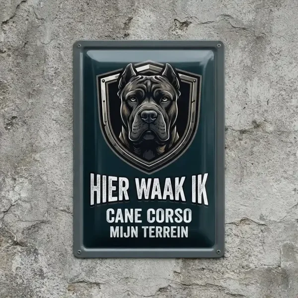 Metalen Bewakingsbord Cane Corso - Hier Waak Ik