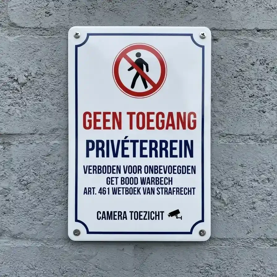 Geen Toegang Privéterrein Bewakingsbord Kopen | Retrobordjes.be