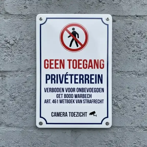 Geen Toegang Privéterrein Bewakingsbord Kopen | Retrobordjes.be
