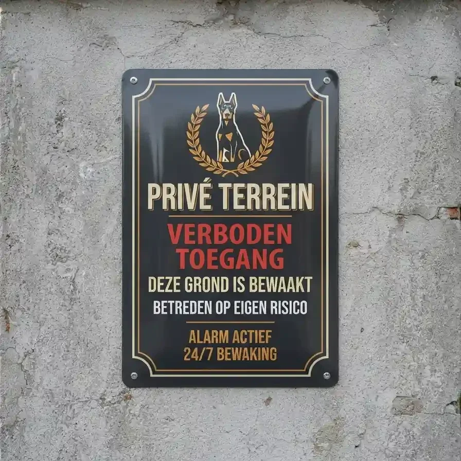 Metalen Bewakingsbord - Privé Terrein Verboden Toegang