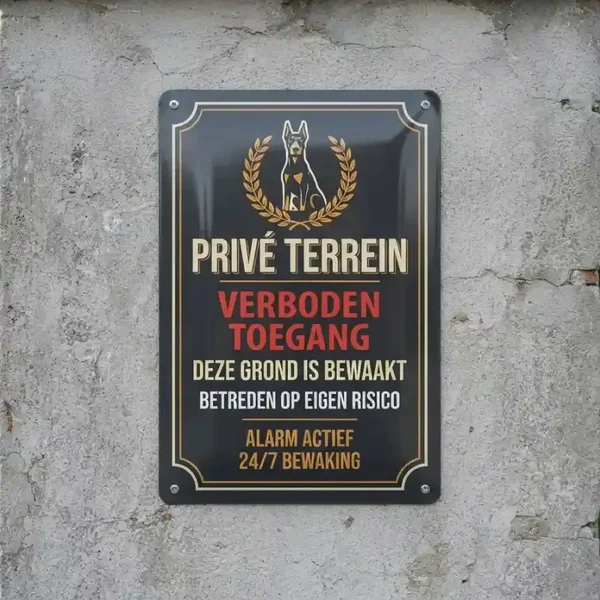 Metalen Bewakingsbord - Privé Terrein Verboden Toegang
