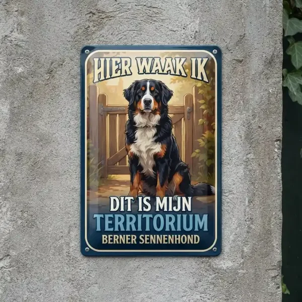 Metalen bord Berner Sennen - Hier waak ik