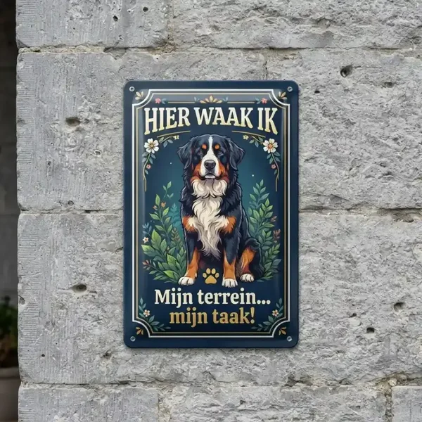 Metalen bord Berner Sennen Hier waak ik