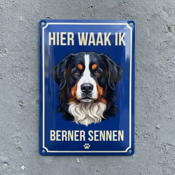 Metalen bord Berner Sennen - Hier waak ik