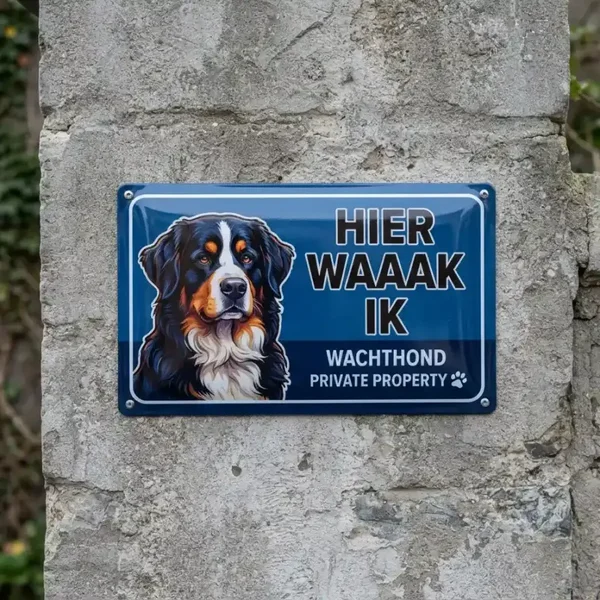 Metalen Bord Berner Sennen - Hier Waak Ik