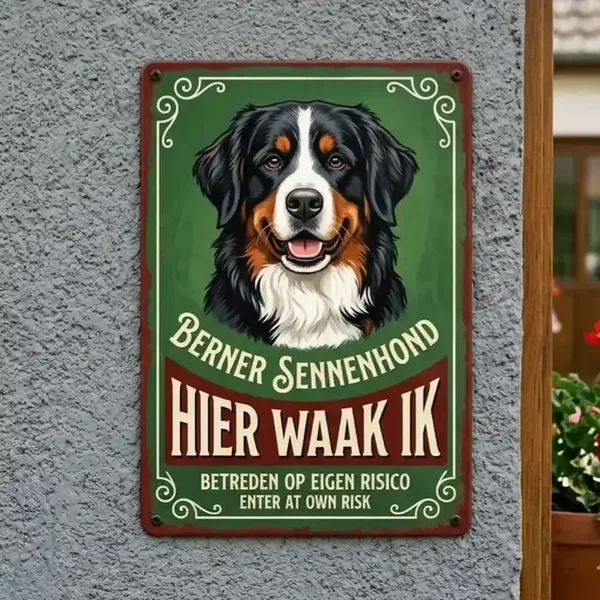 Metalen Bord Berner Sennenhond Hier Waak Ik