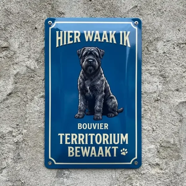 Metalen Bord Bouvier - Hier Waak Ik