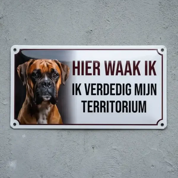 Metalen Bord Boxer - Hier Waak Ik