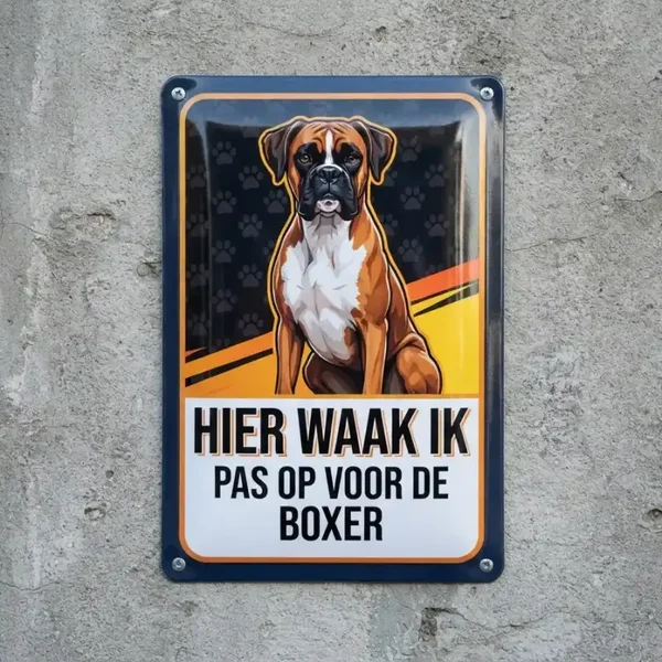 Metalen waarschuwingsbord Boxer - Hier waak ik