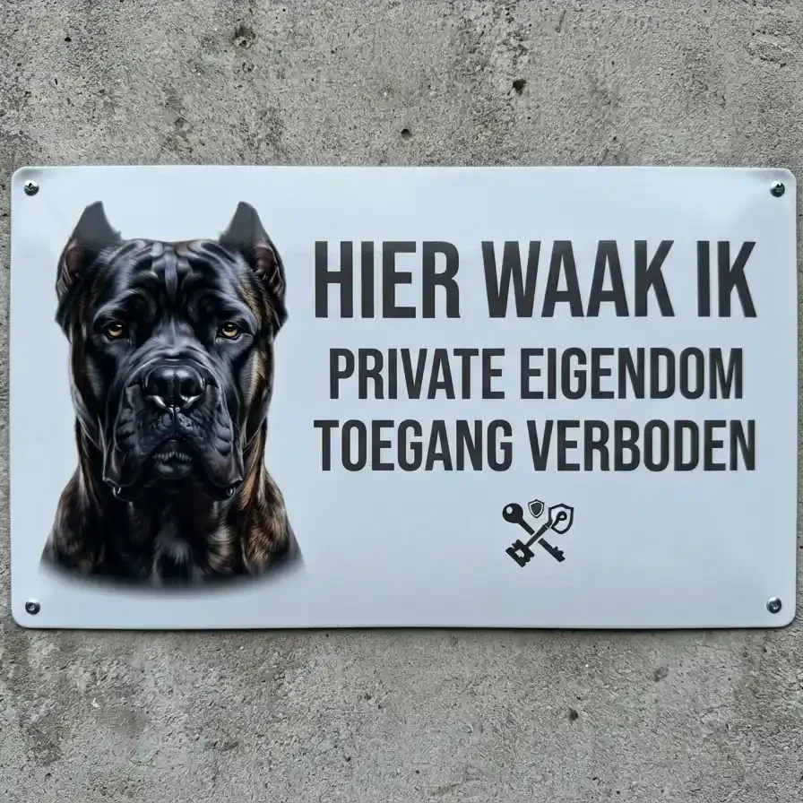 Metalen Waarschuwingsbord Cane Corso - Hier Waak Ik