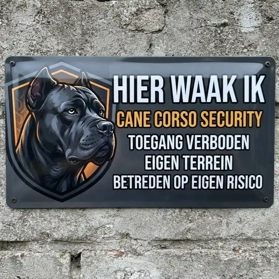 Metal bord Cane Corso - Hier waak ik