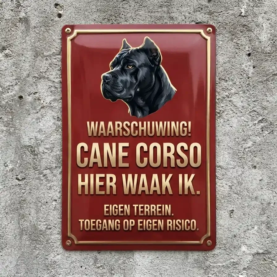 Metalen Bord Cane Corso - Waakbord Hier Waak Ik
