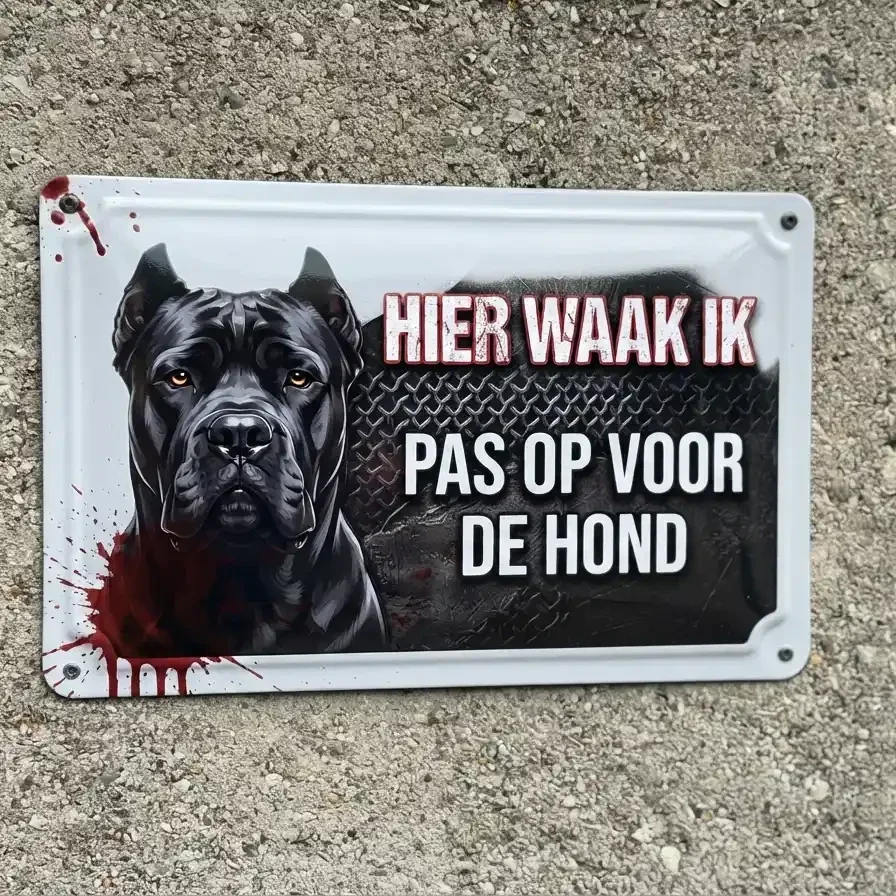 Metalen Bord Cane Corso - Hier Waak Ik Pas Op Voor De Hond