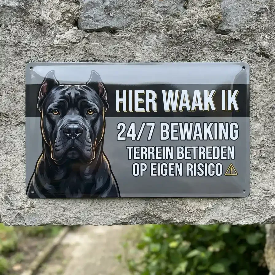 Metalen Waarschuwingsbord Cane Corso - Hier Waak Ik