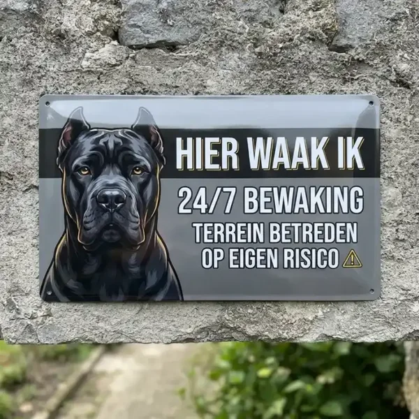 Metalen Waarschuwingsbord Cane Corso - Hier Waak Ik