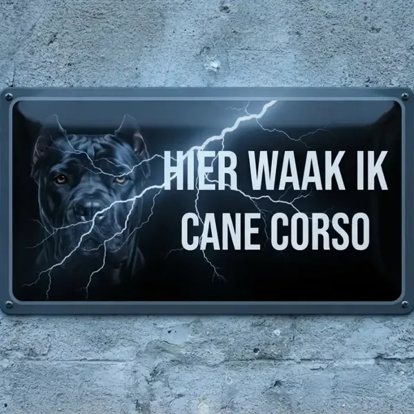 Metalen Bord Cane Corso - Hier Waak Ik