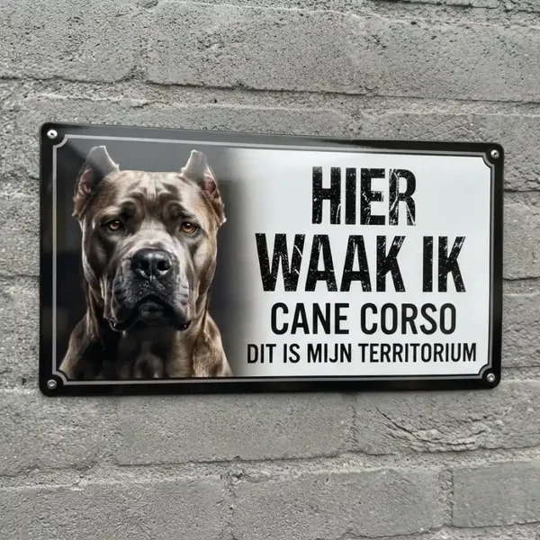 Metalen Bord Cane Corso - Hier Waak Ik
