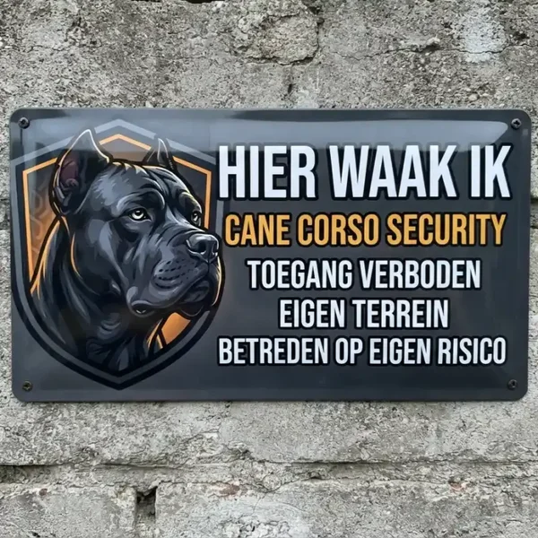 Metal bord Cane Corso - Hier waak ik