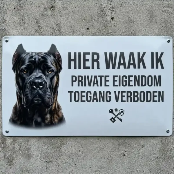 Metalen Waarschuwingsbord Cane Corso - Hier Waak Ik