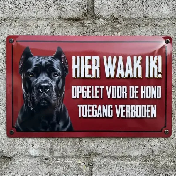 Metalen Bord Cane Corso - Hier Waak Ik