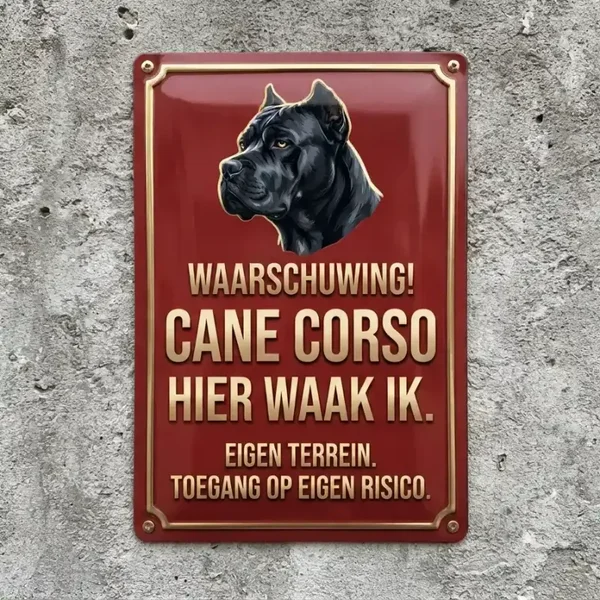 Metalen Bord Cane Corso - Waakbord Hier Waak Ik