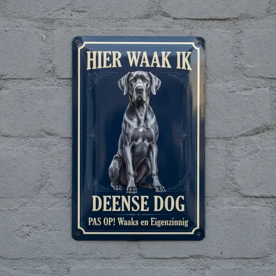 Metalen bord Deense Dog - Hier waak ik