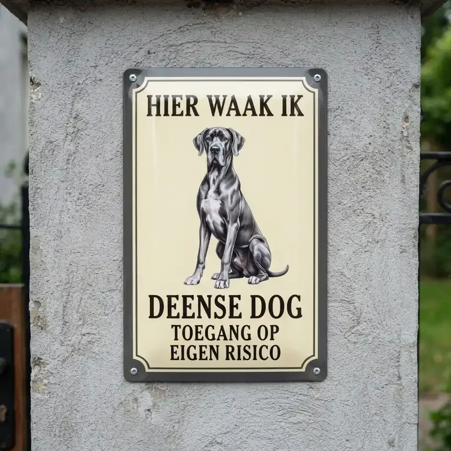 ​Metalen Bord Deense Dog - Hier Waak Ik