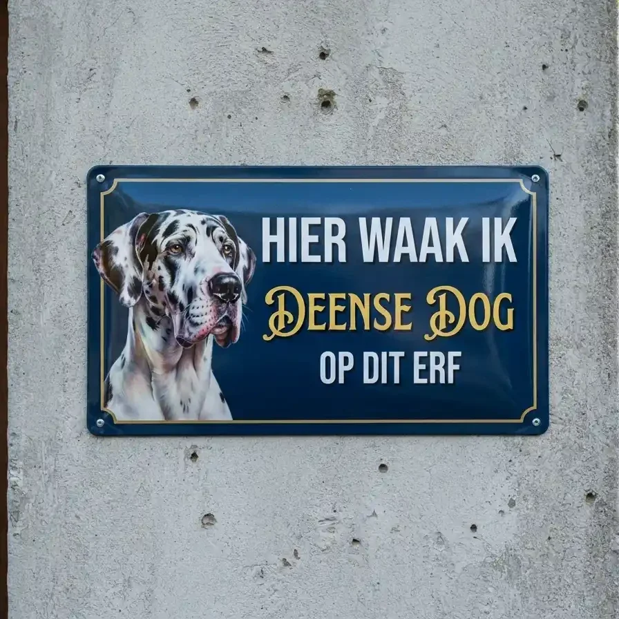 Metalen Waarschuwingsbord Deense Dog - Hier Waak Ik