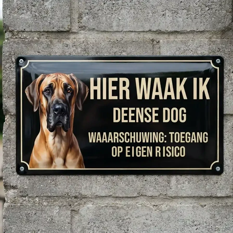 Metalen Bord Deense Dog - Hier Waak Ik