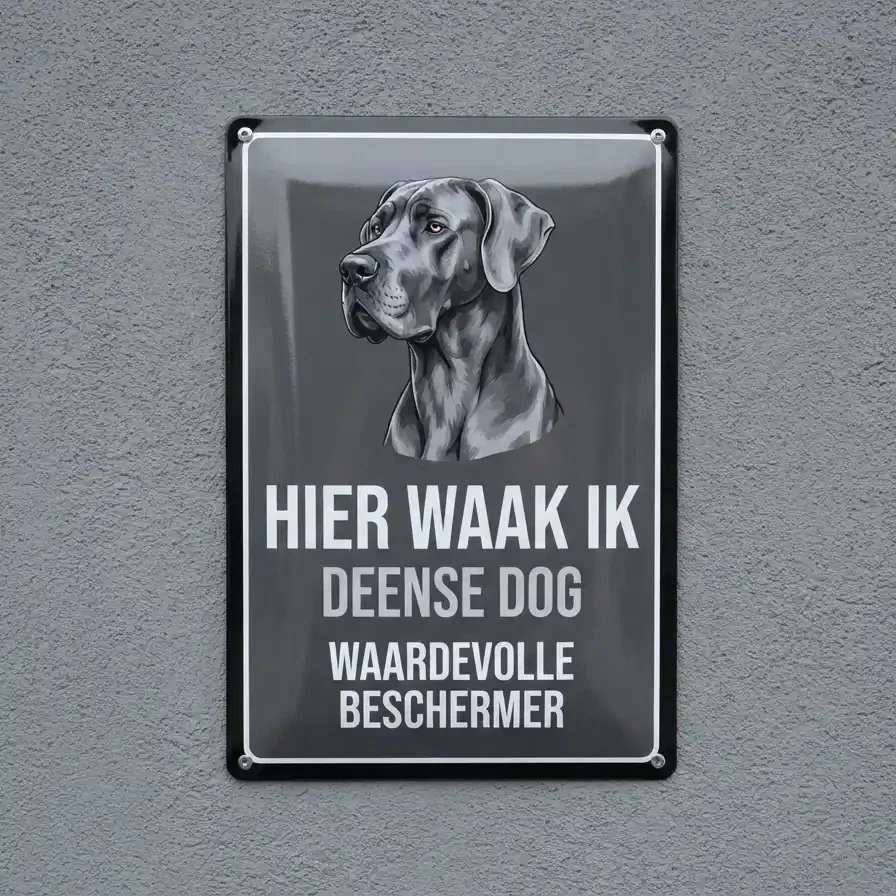 Metalen bord Deense Dog - Hier waak ik