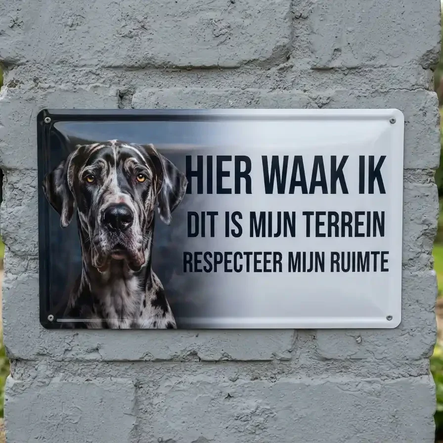 Metalen bord Deense Dog - Hier waak ik