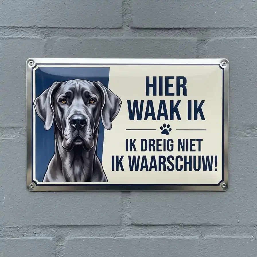 Metalen Bord Deense Dog - Hier waak ik