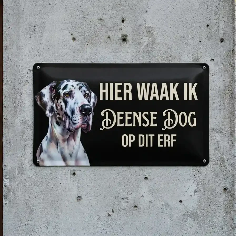 Metalen Waarschuwingsbord Deense Dog - Hier Waak Ik Op Dit Erf