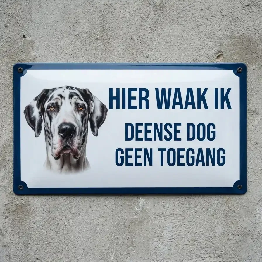 Metalen bord Deense Dog - Hier waak ik