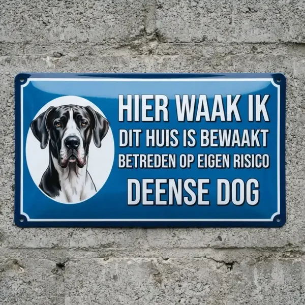 Metalen Bord Deense Dog - Hier Waak Ik