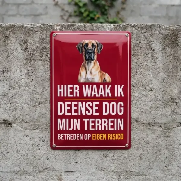 Metalen Bord Deense Dog - Hier Waak Ik