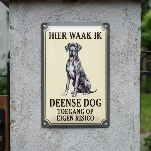​Metalen Bord Deense Dog - Hier Waak Ik