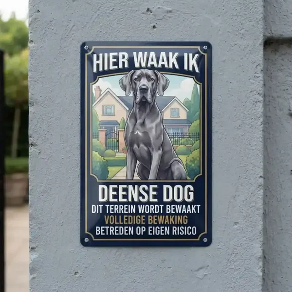 Metalen Bord Deense Dog - Hier waak ik