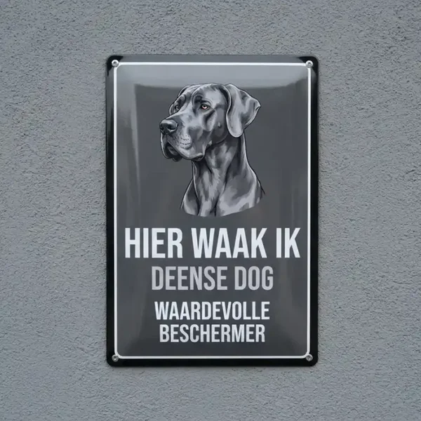 Metalen bord Deense Dog - Hier waak ik