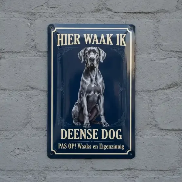 Metalen bord Deense Dog - Hier waak ik