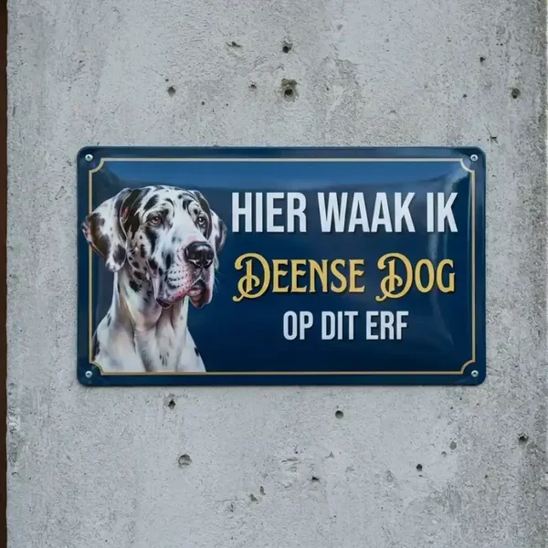 Metalen Waarschuwingsbord Deense Dog - Hier Waak Ik