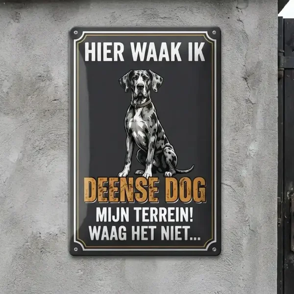 Metalen Waarschuwingsbord Deense Dog - Hier Waak Ik