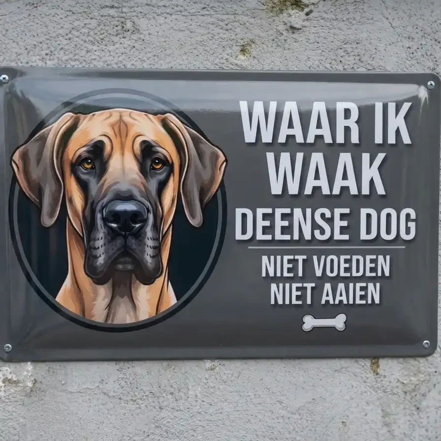 Metalen Waarschuwingsbord Deense Dog - Waar ik waak