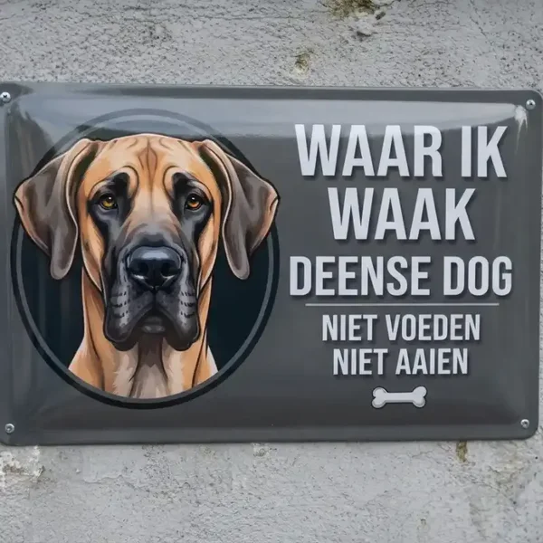 Metalen Waarschuwingsbord Deense Dog - Waar ik waak