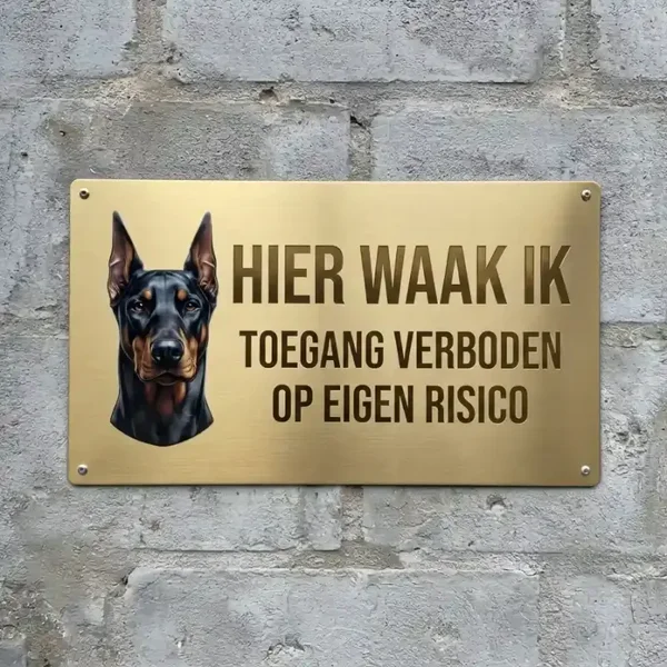 Metalen bord Dobermann - Hier waak ik