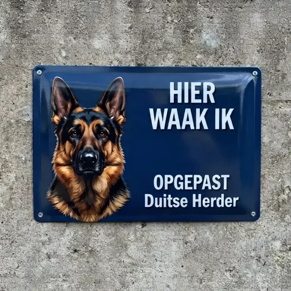 Metalen bord Duitse Herder - Hier waak ik