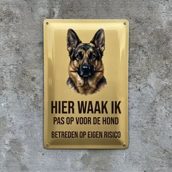 Metalen Bord Duitse Herder - Hier Waak Ik