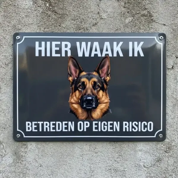 Metalen Bord Duitse Herder - Hier Waak Ik